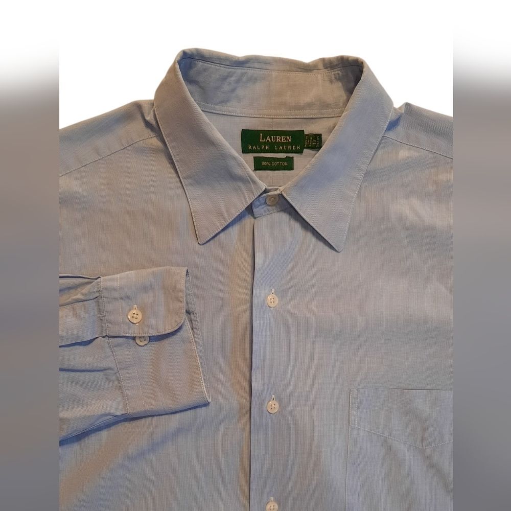Lauren Ralph Lauren Shirt Mens 17 Blue Button Up Preppy Formal Business Travel